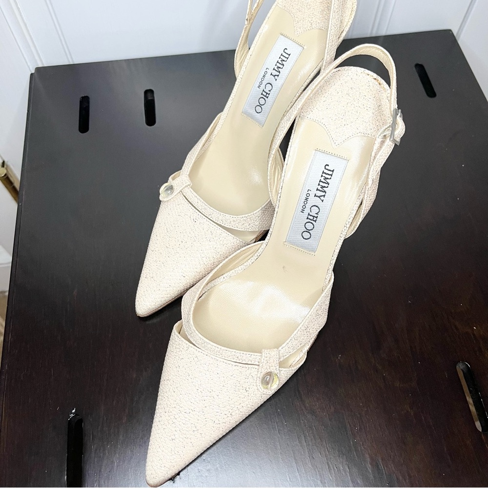 ⚡️SALE⚡️Jimmy Choo Glitter Accents Slingback Pumps - Picture 3 of 10